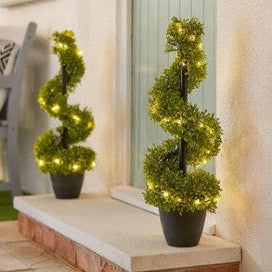 Artificial Potted Pre-Lit Spiral Topiary Tree