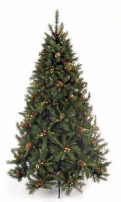 Artificial Gold Berry Pre Lit Slim Christmas Tree