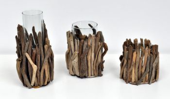Decorative Wood Vase Glass Holder