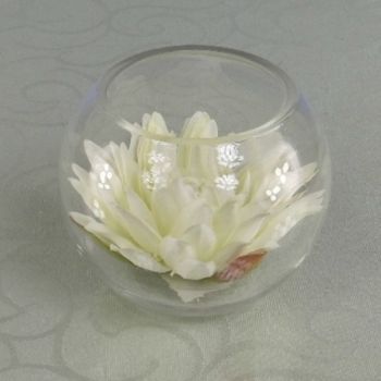 Water Lily Head in a clear Glass Fish Bowl