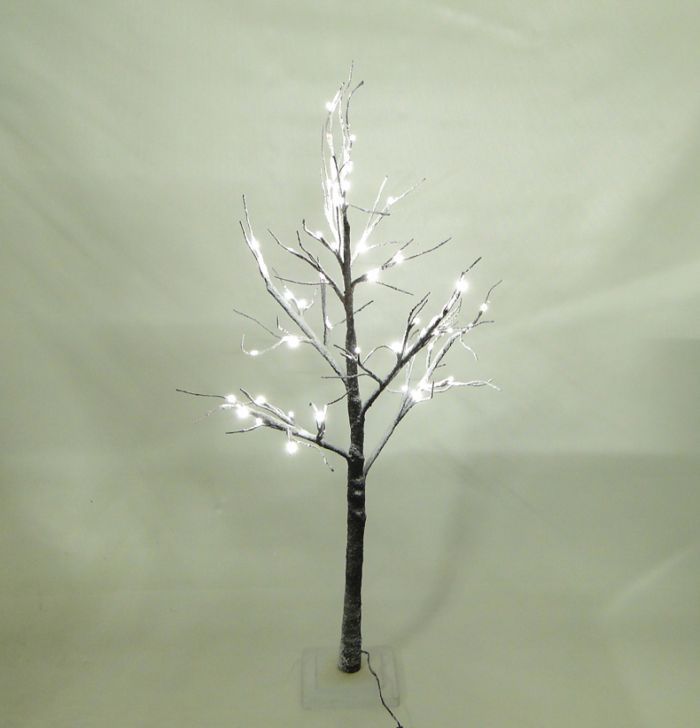 showing Artificial LED Snowy Twig Tree with base and wire