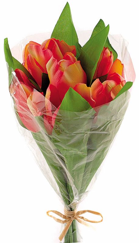 Artificial Silk Tulip Bundle - 26cm, Red/Orange