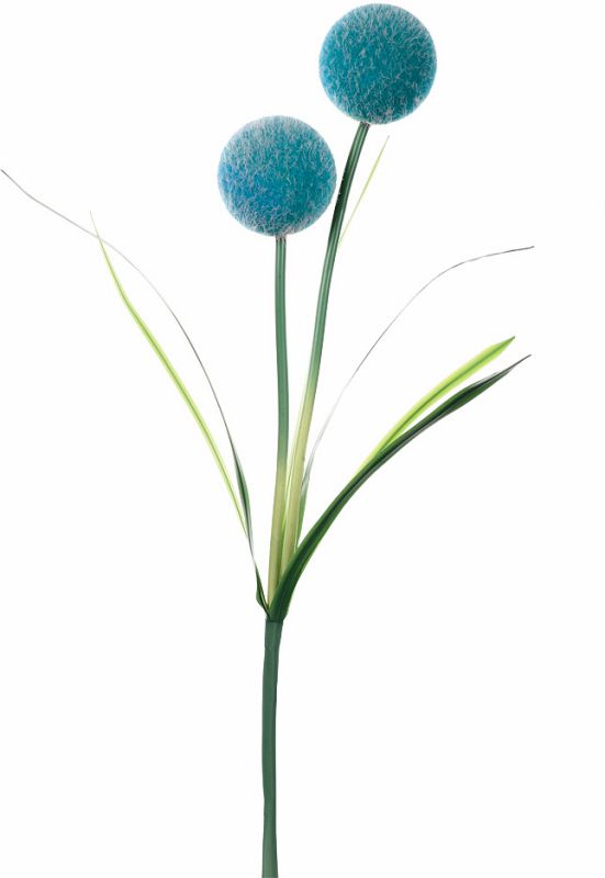 Artificial Large Double Ball Pom Pom Stem - 98cm Blue