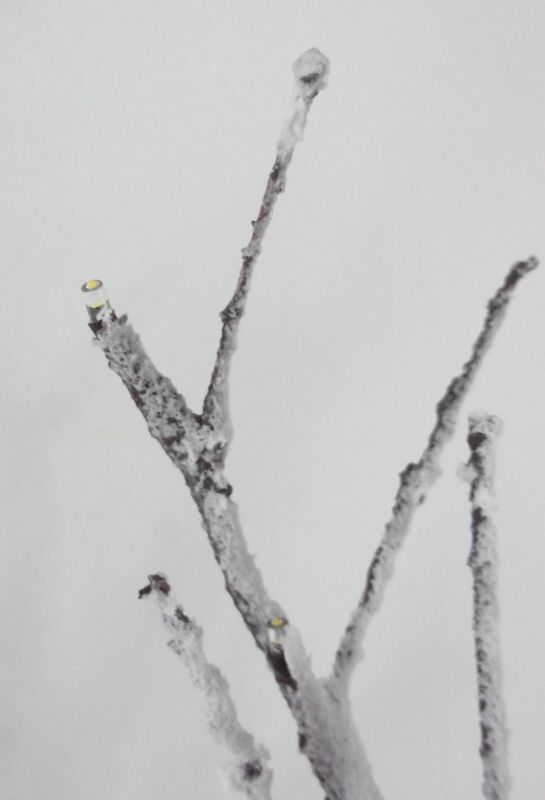 showing Artificial LED Snowy Twig Tree- Close up of LED and branches
