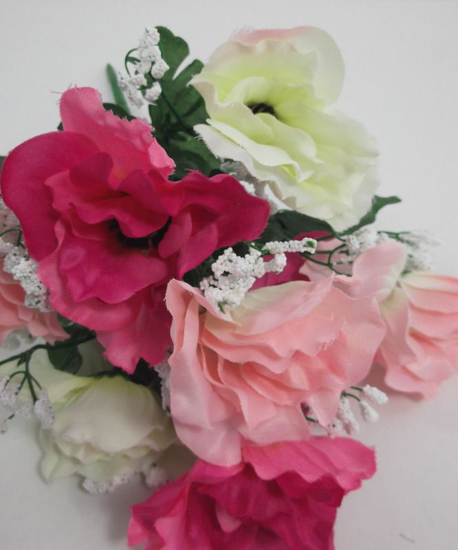 Artificial Anemone Bouquet - 35cm Pink/Cream