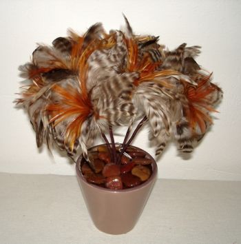 Feather Topiary in Mocha Pot