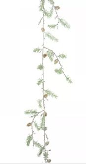Icy Pine Garland with Pinecones 