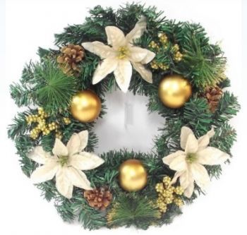 Spruce Wreath with Baubles/ Poinsettia